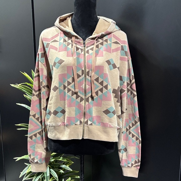 Ariat Tops - Ariat Sunset Spark,crop hoodie,zip up,fleece lined,rib knit cuff/waist,Southwest